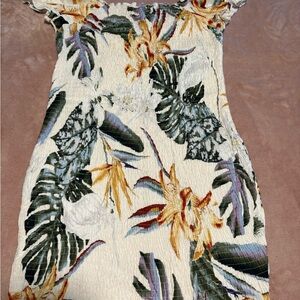 Guess Cream Floral Tropical Mini Dress